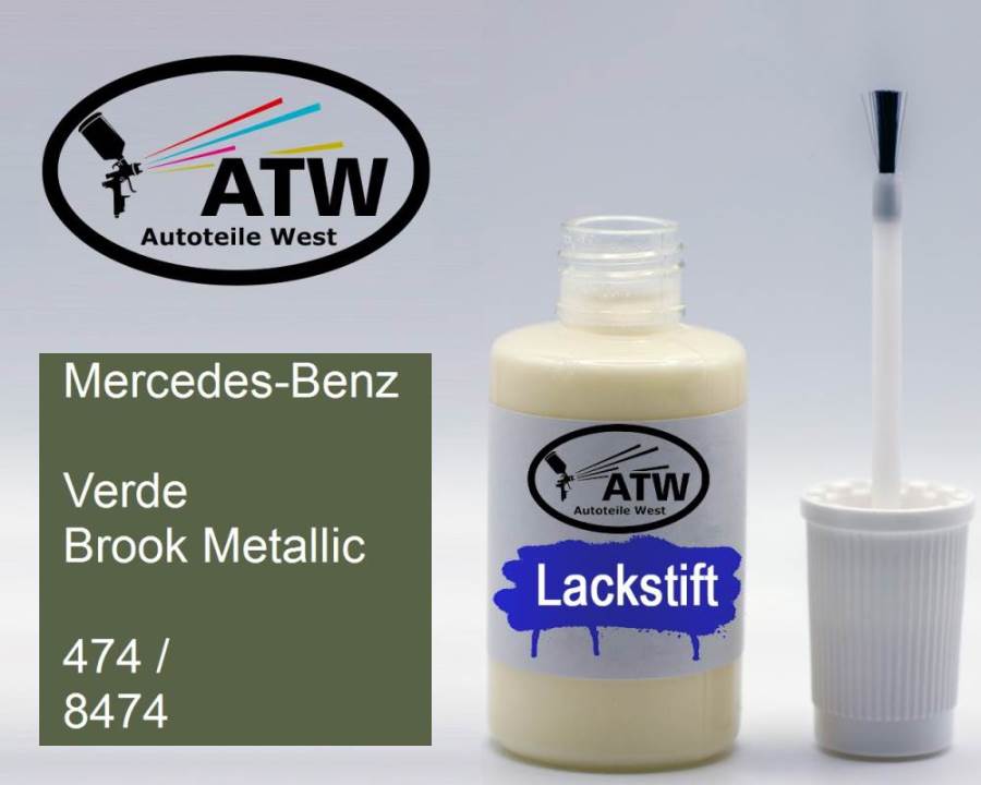 Mercedes-Benz, Verde Brook Metallic, 474 / 8474: 20ml Lackstift, von ATW Autoteile West.